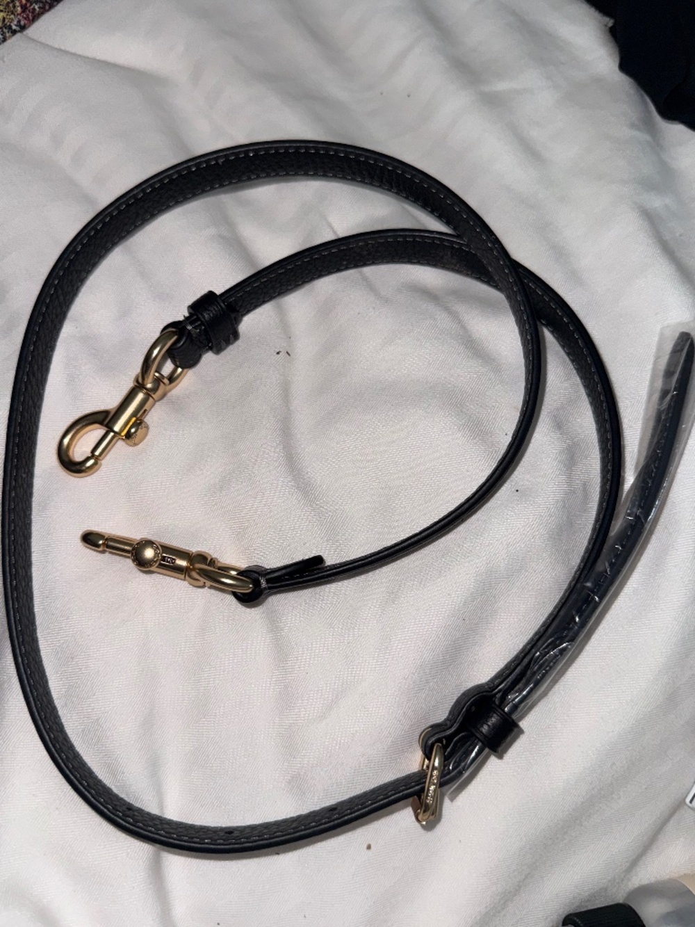 Coach Black pebbled Leather Bag Strap with Brass Hardware